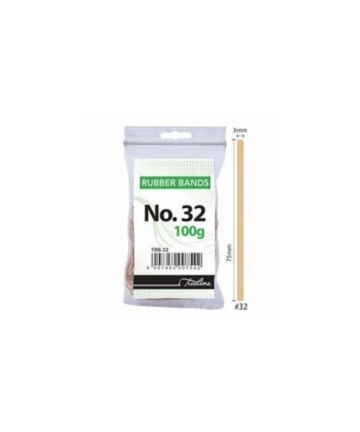 Rubber Bands - Bags No. 32 Rubber Bands - 100gm 75 x 3mm Pkt-10 Beige