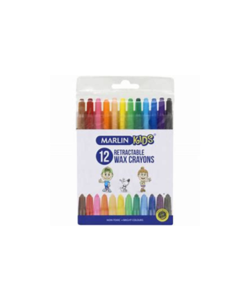 Retractable Wax Crayons 12+2 Box-12 Assorted