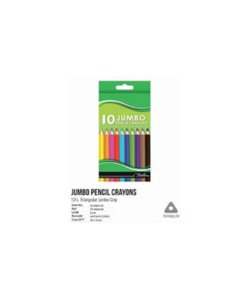 Pencil Crayons Jumbo 10 Triangular Jumbo Grip Each Assorted