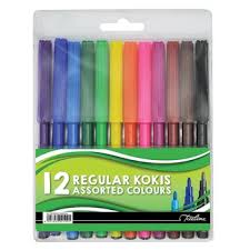 Koki Pens 12's Regular Felt Pens Box-10 Assorted