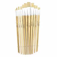 Paint Brushes Long Handle Brushes Flat Synthetic Size 1-12 Set Each Beige